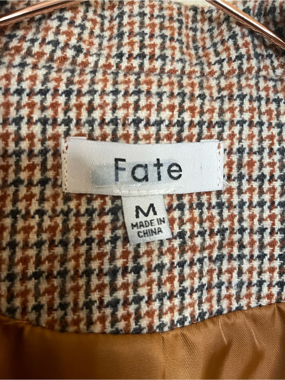 Fate Brown Houndstooth Tailored Blazer M - Picture 3 of 10